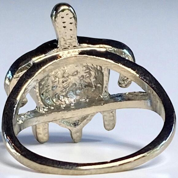 Silver Turtle Ring with Blue Stone - Picture 3 of 6